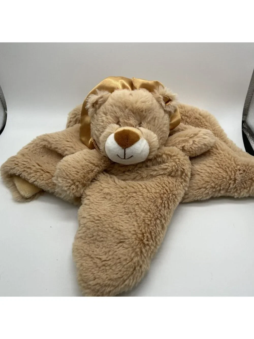 Kellytoy Tan Brown Stuffed Lion Lovey Security Blanket Rattle Satin Trim Plush